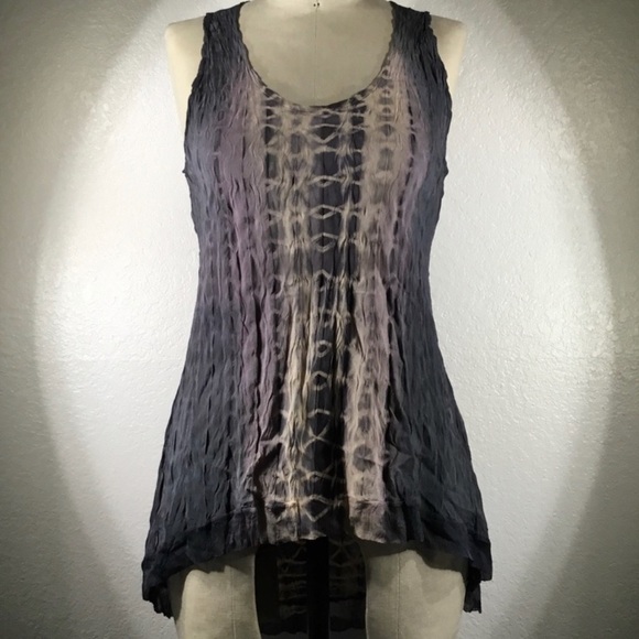 Viviana Uchitel Tops - Viviana Uchitel Hi-Lo Silk Tank in Smoke Signal/ Moon Shadow NWT